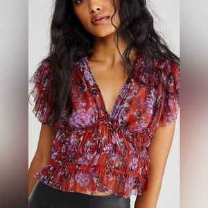 Free People Making Me smile flutter top. Sheer.